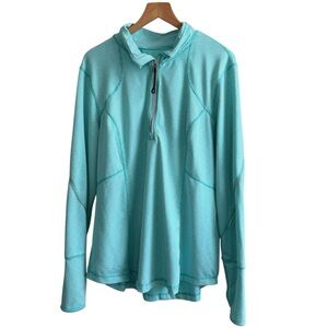 Tangerine Athletic Quarter Zip Pullover Women’s XL Teal Stripe Running Top